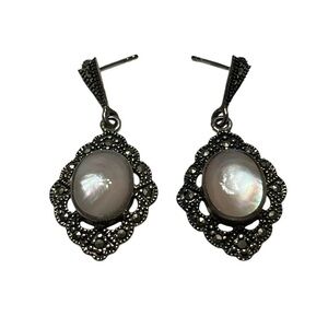 MOP Sterling Silver & Marcasite Earrings.